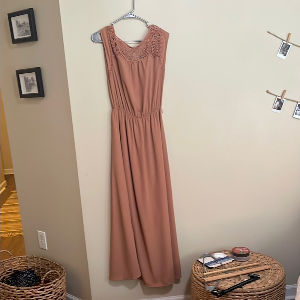 Elegant Tan Maxi Dress
